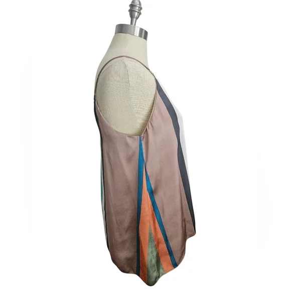 ZARA Multicolor Striped Spaghetti Strap Satin Top | SZ M - Picture 3 of 11